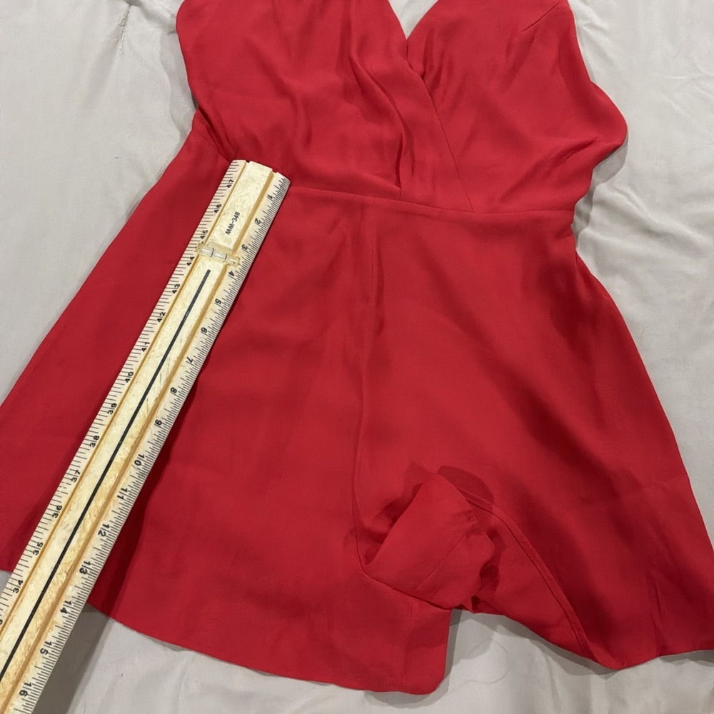 Lush red crisscross open back romper Deep V Neck - Picture 4 of 10